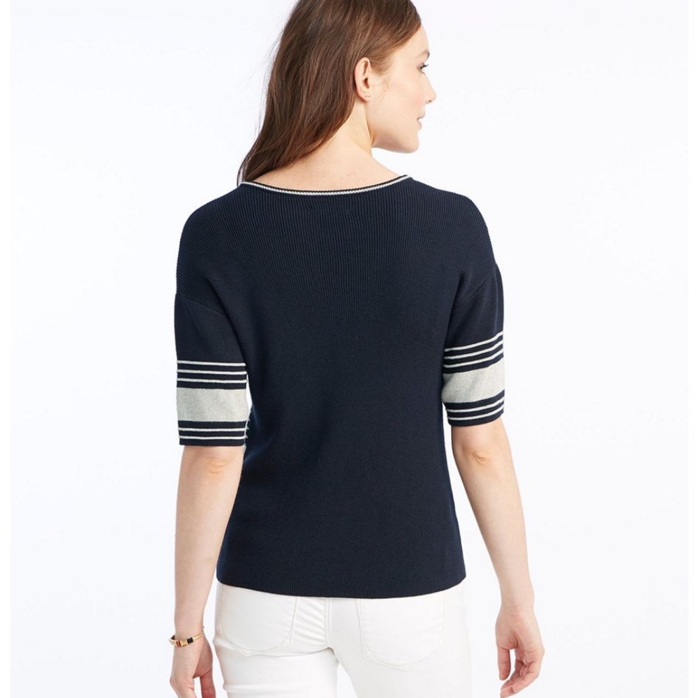 NWOT LL Bean striped v neck‎ sweater - Picture 3 of 6